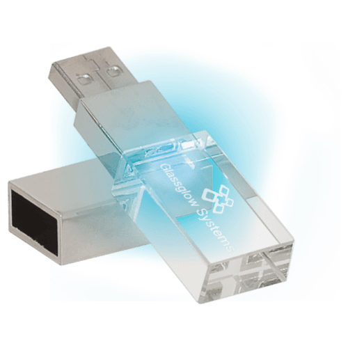 8GB Glass USB Flash Drive with White LED Light & Presentation Box 1
