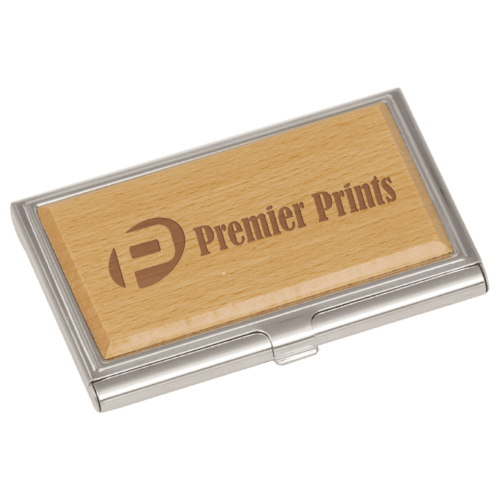 Silver & Wood Business Card Holder 1